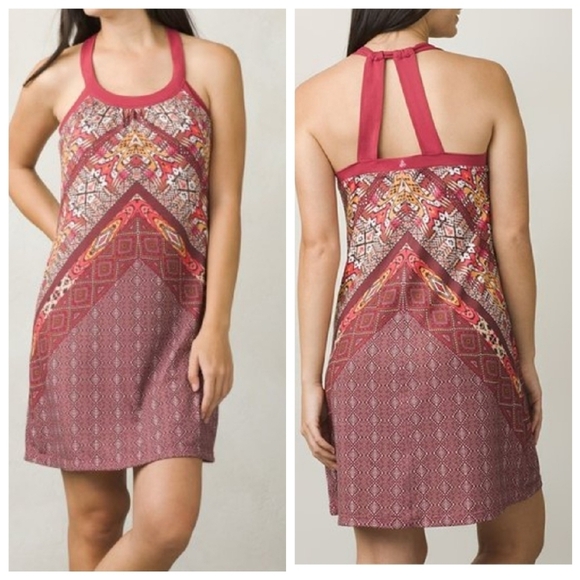PrAna Cantine Crushed Cran Marrakesh Halter Dress. Women's size XL - Picture 2 of 16